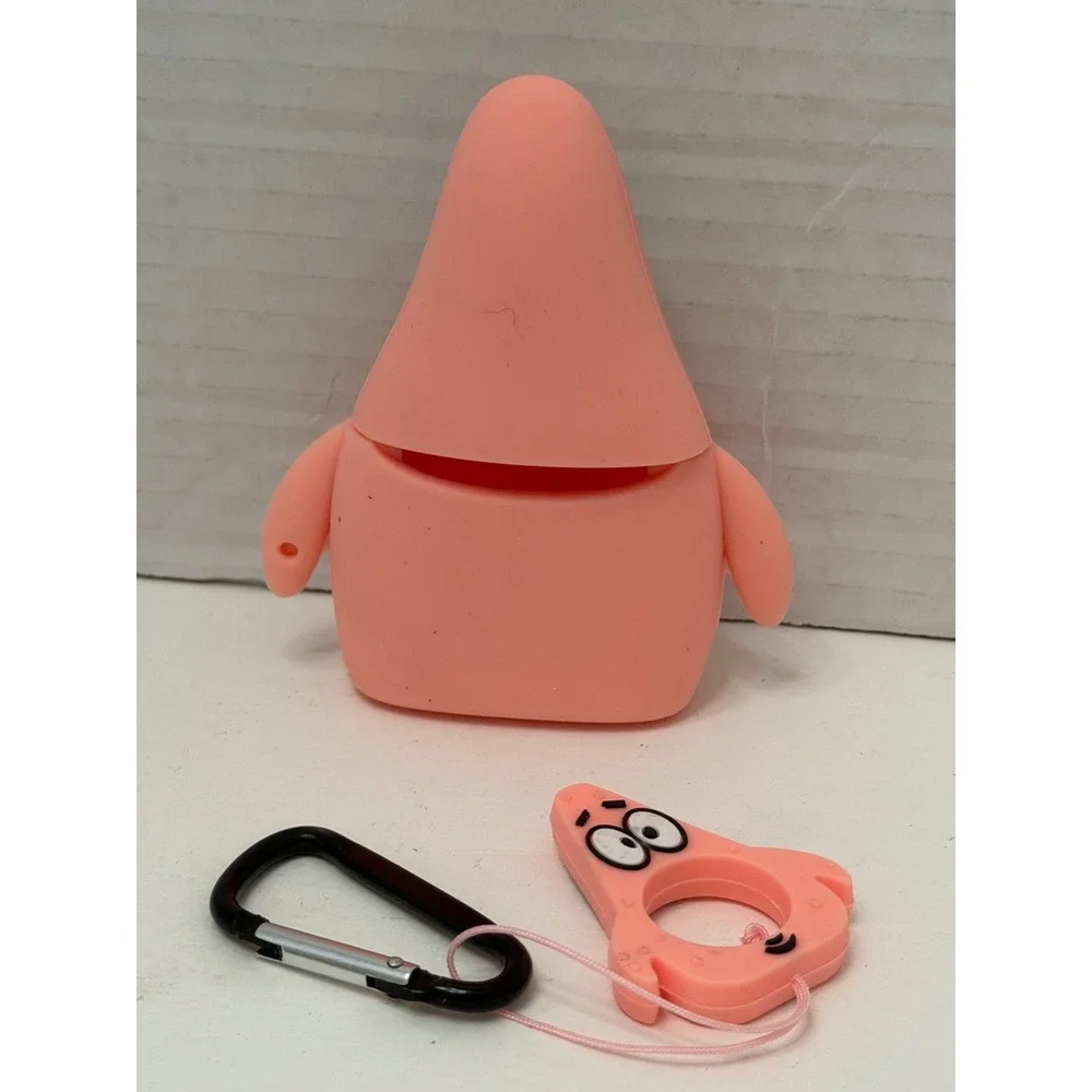 Patrick Star SpongeBob Silicone AirPods Case Cover with Carabiner Pink Ring